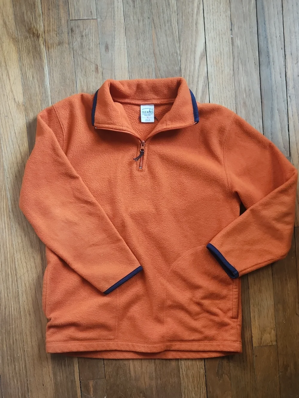 Old Navy Orange Quarter-Zip Fleece Pullover with Navy Trim